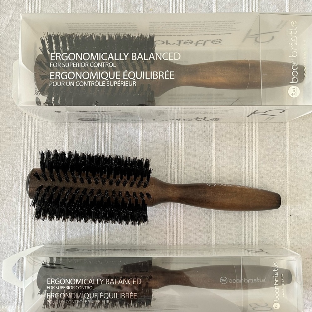 NEW Set of 3 Tiri Pro Boar Bristle Round Hair Brushes-50 mm, 65 mm, and 75 mm